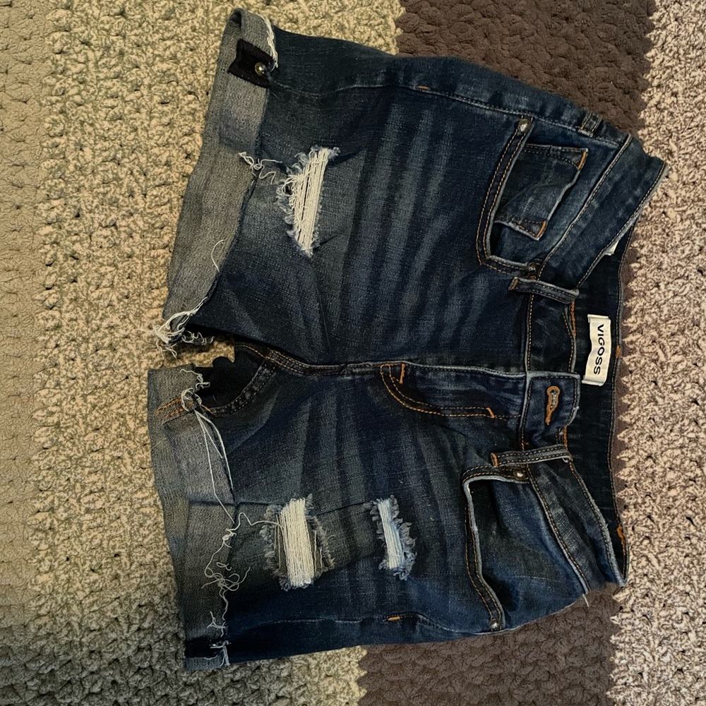 Soho Dark Wash Distressed Denim Shorts